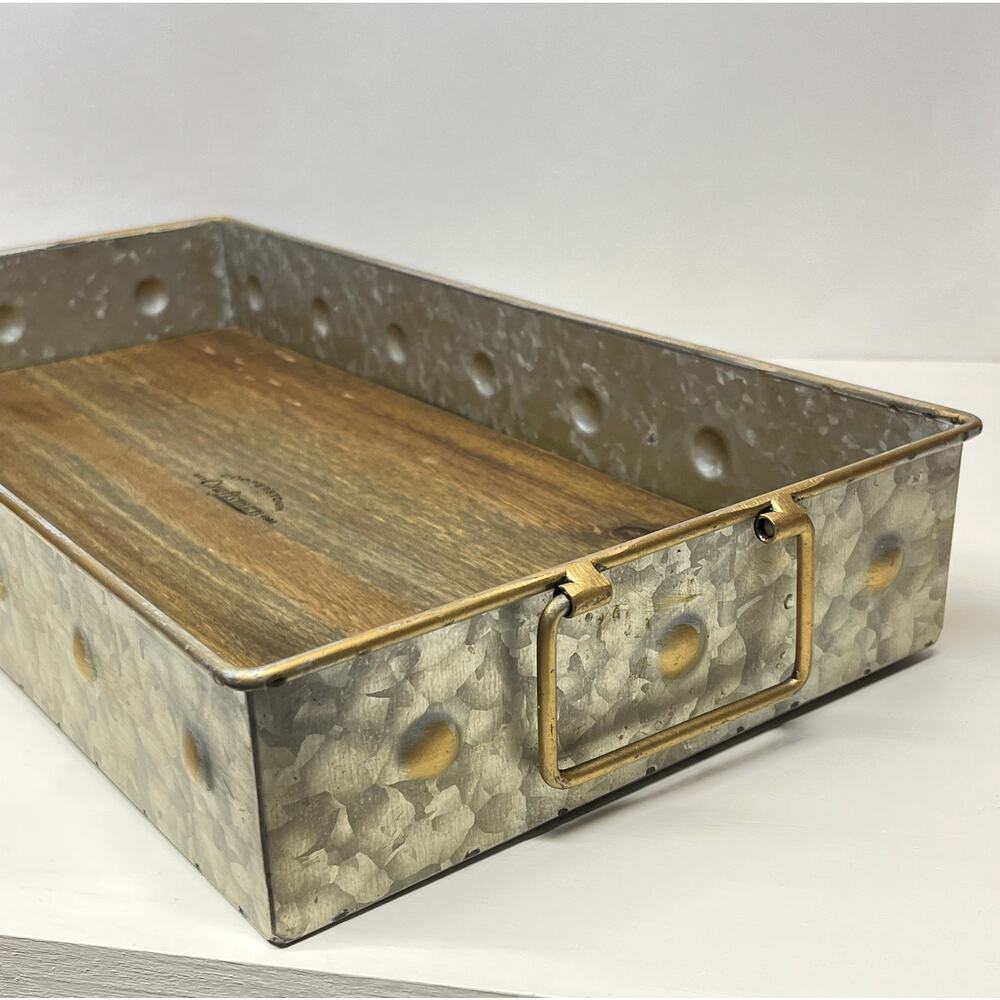 Cooperstown Craftsman Wood Metal Serving Tray Rustic Farmhouse